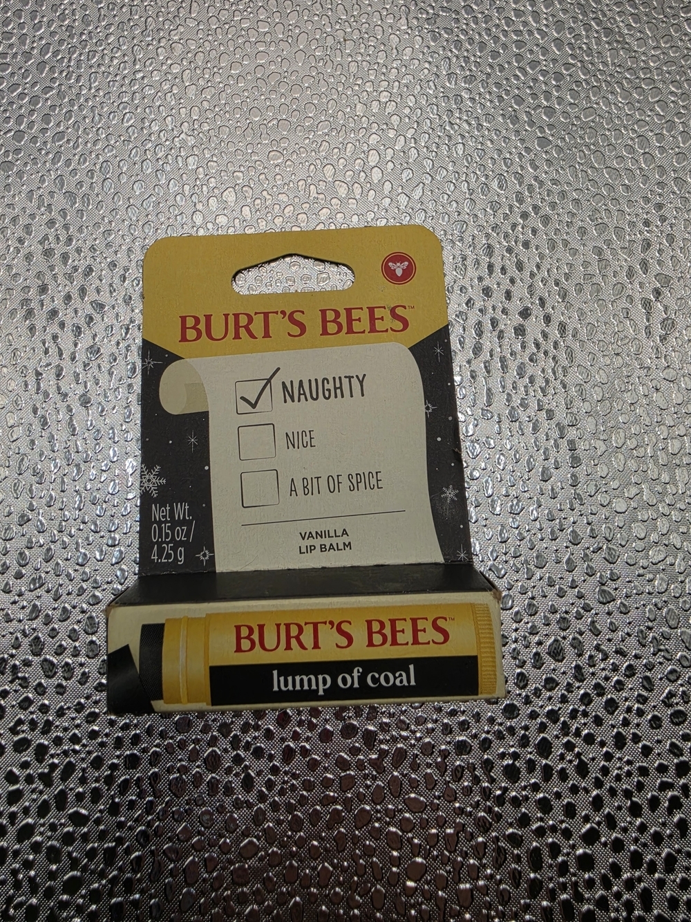 Burt's Bees "Lump of Coal" Vanilla Lip Balm - Yellow/Black